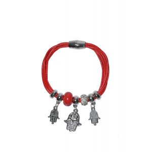 Bratara rosie cu elemente decorative