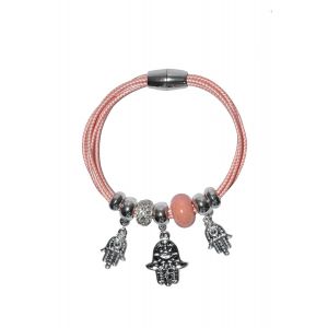 Bratara roz cu elemente decorative