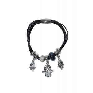 Bratara neagra cu elemente decorative