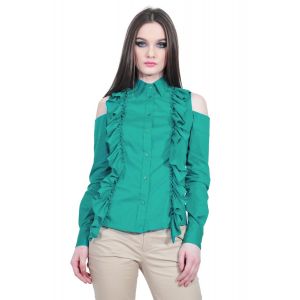 Camasa verde de dama cu volane, RVL D2513