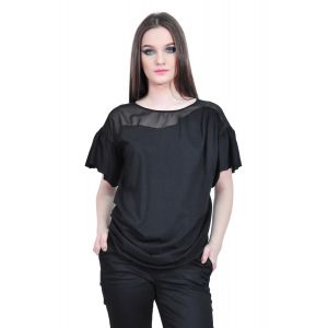 Bluza neagra de dama cu maneca scurta, RVL D2533