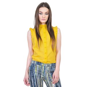camasa galbena de dama fara maneci D2550