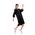 rochie dama neagra din tricot cu maneci incretite din voal