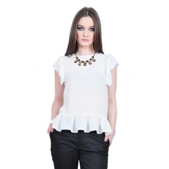 bluza alba de dama cu volane D2510 RVL