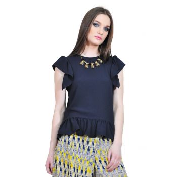 bluza bleumarin de dama cu volane D2510 RVL