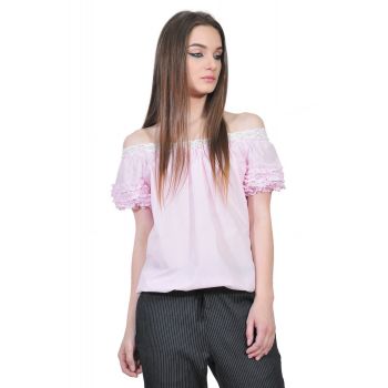 bluza roz dungi de dama D2351A