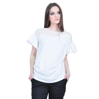 Bluza alba de dama cu maneca scurta, RVL D2533