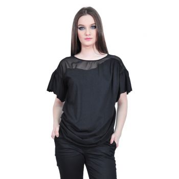 Bluza neagra de dama cu maneca scurta, RVL D2533