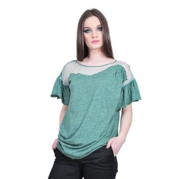 Bluza verde de dama cu maneca scurta, RVL D2533