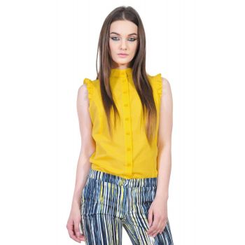 camasa galbena de dama fara maneci D2550