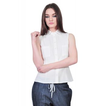 camasa alba de dama fara maneci D2551
