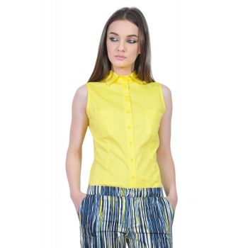 camasa galbena de dama fara maneci D2551