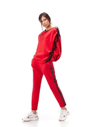 ​Pantalon de dama RVL rosu, din tricot