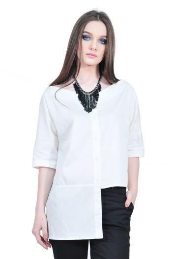 camasa alba simetrica dama RVL D2503