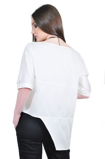 camasa alba simetrica dama RVL D2503