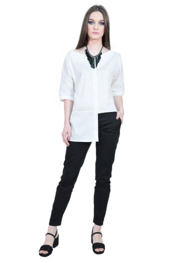 camasa alba simetrica dama RVL D2503