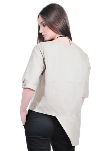 Camasa bej asimetrica dama RVL D2503