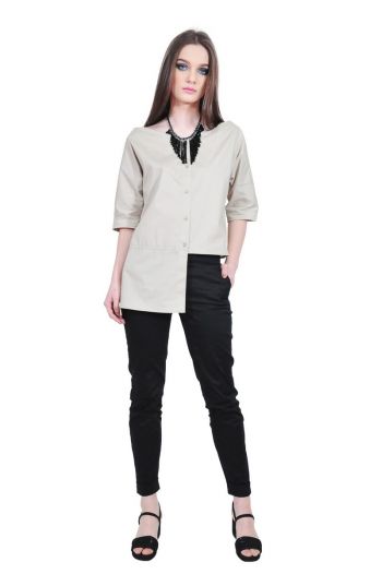 Camasa bej asimetrica dama RVL D2503