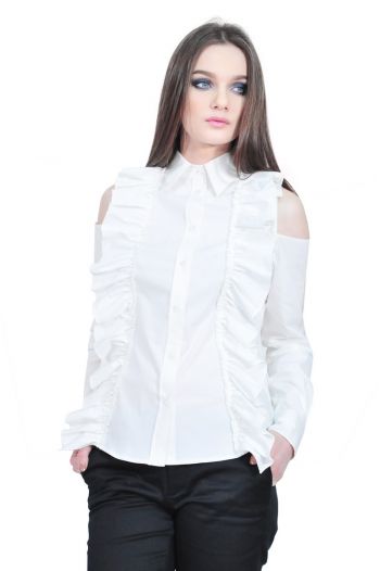 Camasa alba de dama cu volane RVL
