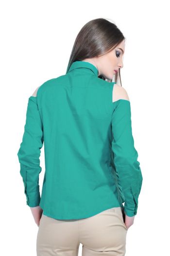 Camasa verde de dama cu volane, RVL D2513