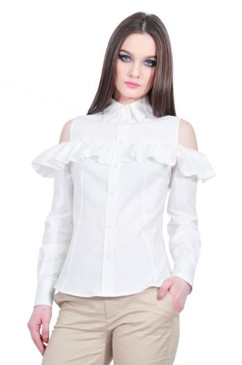 Camasa alba de dama cu volan, RVL D2517