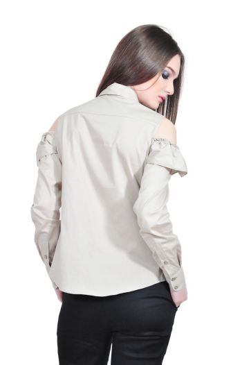 Camasa bej de dama cu volan, RVL D2517
