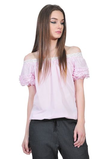 bluza roz dungi de dama D2351A