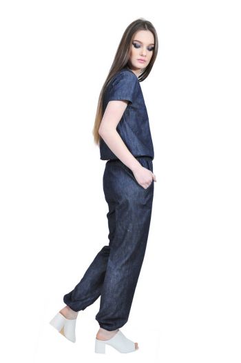 Salopeta denim cu maneca scurta, RVL D2531