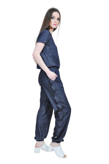 Salopeta denim cu maneca scurta, RVL D2531A