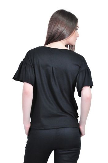 Bluza neagra de dama cu maneca scurta, RVL D2533