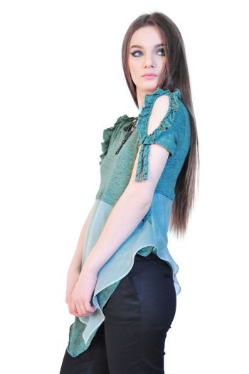 Bluza verde de dama asimetrica D2538