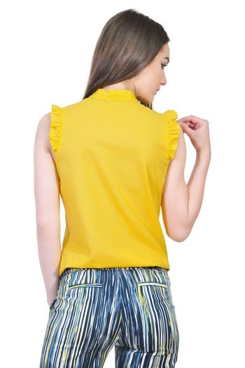 camasa galbena de dama fara maneci D2550