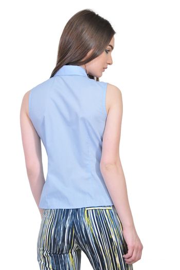 camasi bleu de dama fara maneci D2551