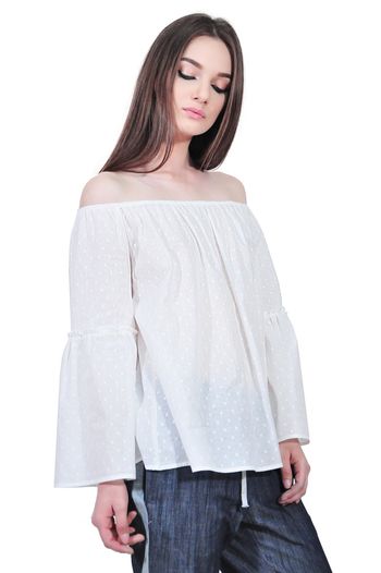 Bluza larga alba de dama tip ie D2554