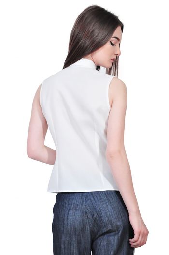 camasa alba de dama fara maneci D2551