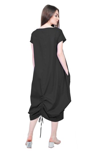 Rochie neagra lunga de vara D2556