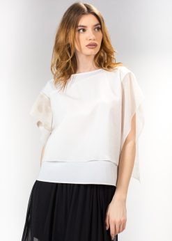 Bluza alba de dama cu volane, RVL