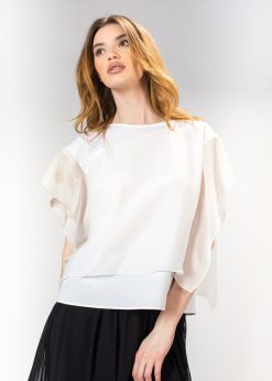 Bluza alba de dama cu volane, RVL