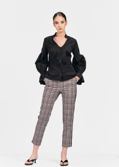 Pantalon dama RVL - gri/rosu