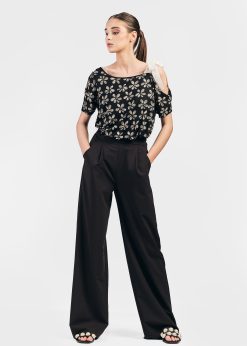 Bluza dama RVL - negru/flori