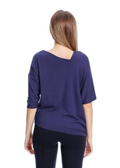 Bluza bleumarin cu decolteu asimetric RVL