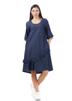 Rochie denim cu volane