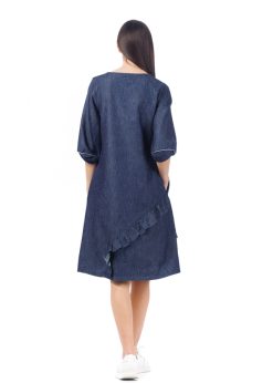 Rochie denim cu volane