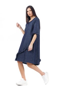 Rochie denim cu volane