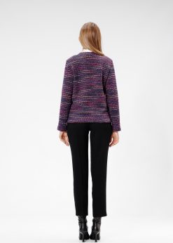 Cardigan cu nasturi, mov cu insertii multicolore RVL