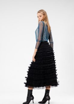 Top din tulle bleumarin RVL