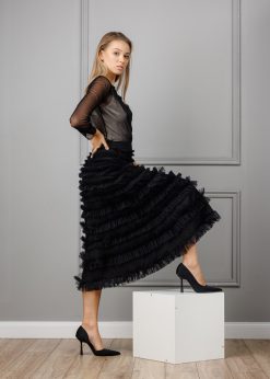 Top din tulle negru RVL