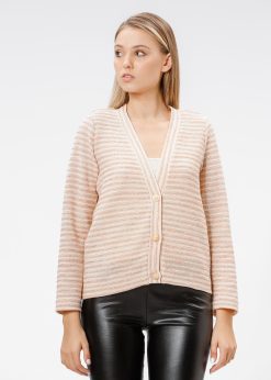 Cardigan cu nasturi, roz/dungi RVL