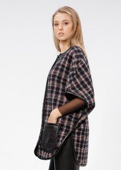 Jacheta oversize cu buzunare matlasate negru/carouri RVL