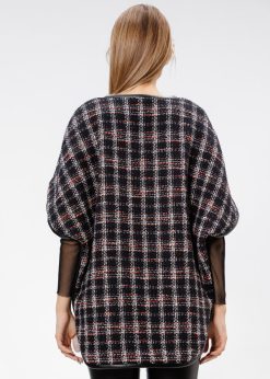 Jacheta oversize cu buzunare matlasate negru/carouri RVL